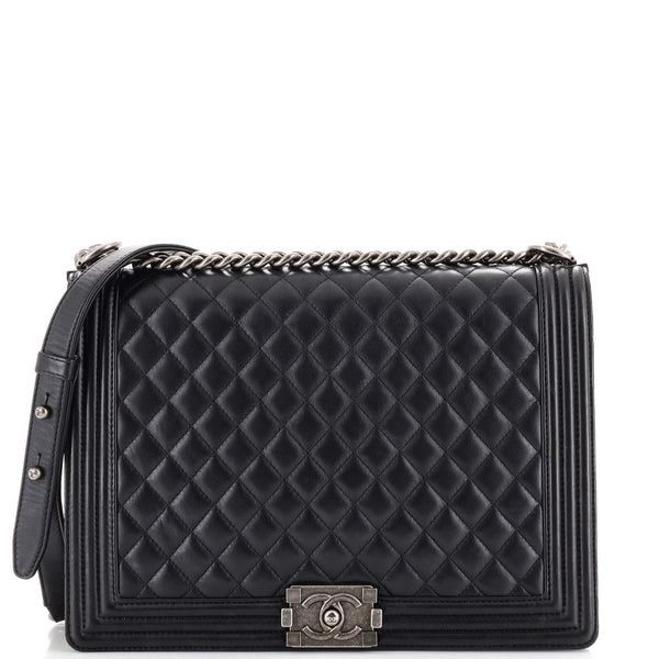 Chanel Boy Flap Bag Quilted Calfskin Large Black 2119921