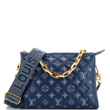 Louis Vuitton Coussin Bag Denim Printed Monogram Embossed Lambskin PM