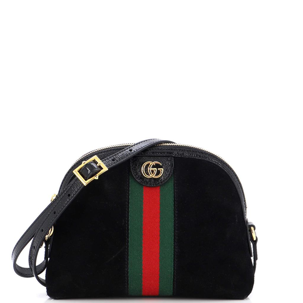 Gucci Ophidia GG Small Suede Shoulder Bag in Black