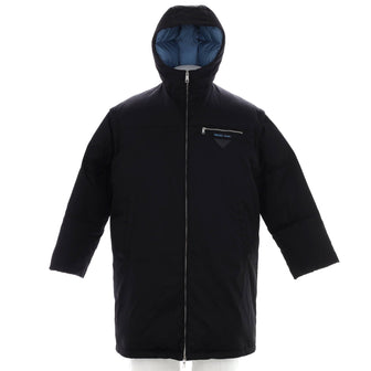 Prada Men's Concept Detachable Sleeve Zip Puffer Coat Quilted Polyamide with Down Blend