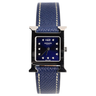 Hermes Heure H Quartz Watch Stainless Steel and Leather with Diamond Markers 21