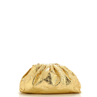 Bottega Veneta The Pouch Crinkled Metallic Leather