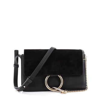 Chloe Faye Shoulder Bag Leather and Suede Small Black 2120601