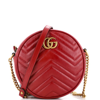 Gucci GG Marmont Round Shoulder Bag Matelasse Leather Mini