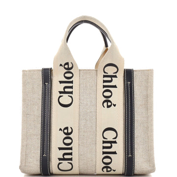 Chloe Woody Tote Canvas with Leather Small