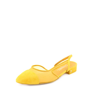 Chanel Women's Cap Toe CC Slingback Flats Mesh