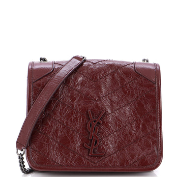 Saint Laurent Niki Chain Wallet Matelasse Chevron Leather