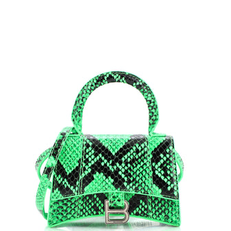 Balenciaga Hourglass Top Handle Bag Python Embossed Leather Mini