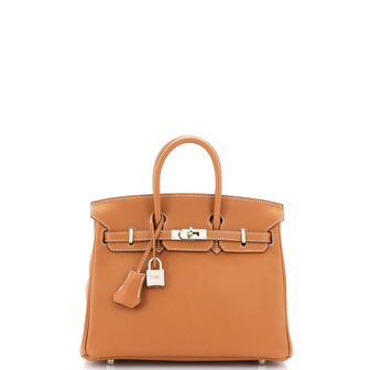 Hermes Birkin Handbag Brown Swift with Palladium Hardware 25