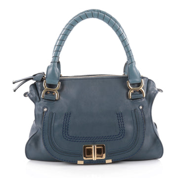 Chloe Marcie Turnlock Satchel Leather Medium Blue 2121501