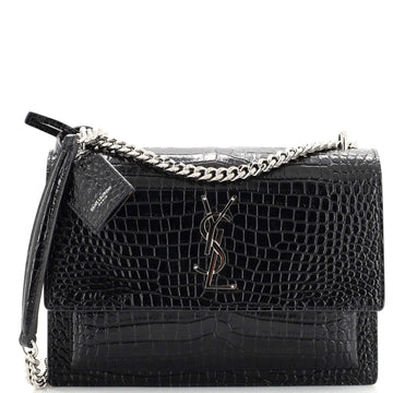 Saint Laurent Sunset Crossbody Bag Crocodile Embossed Leather Medium