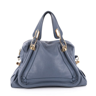 Chloe Paraty Top Handle Bag Leather Medium Blue 2121604
