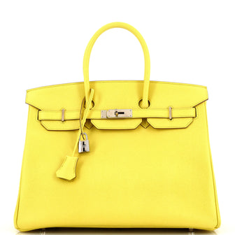 Hermes Birkin Handbag Yellow Epsom with Palladium Hardware 35