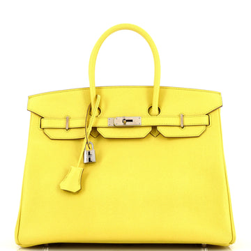 Hermes Birkin Handbag Yellow Epsom with Palladium Hardware 35