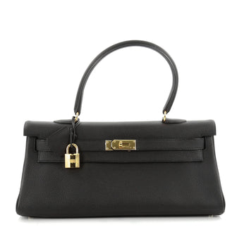 Hermes Shoulder Kelly Handbag Clemence 42 Black 2121701