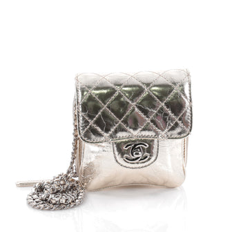 Chanel Wallet on Chain Flap Quilted Metallic Calfskin Mini Gold