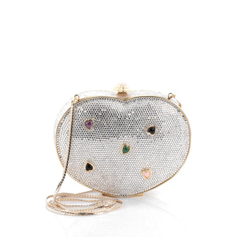 Judith Leiber Heart Minaudiere Crystal Small Silver 2121711