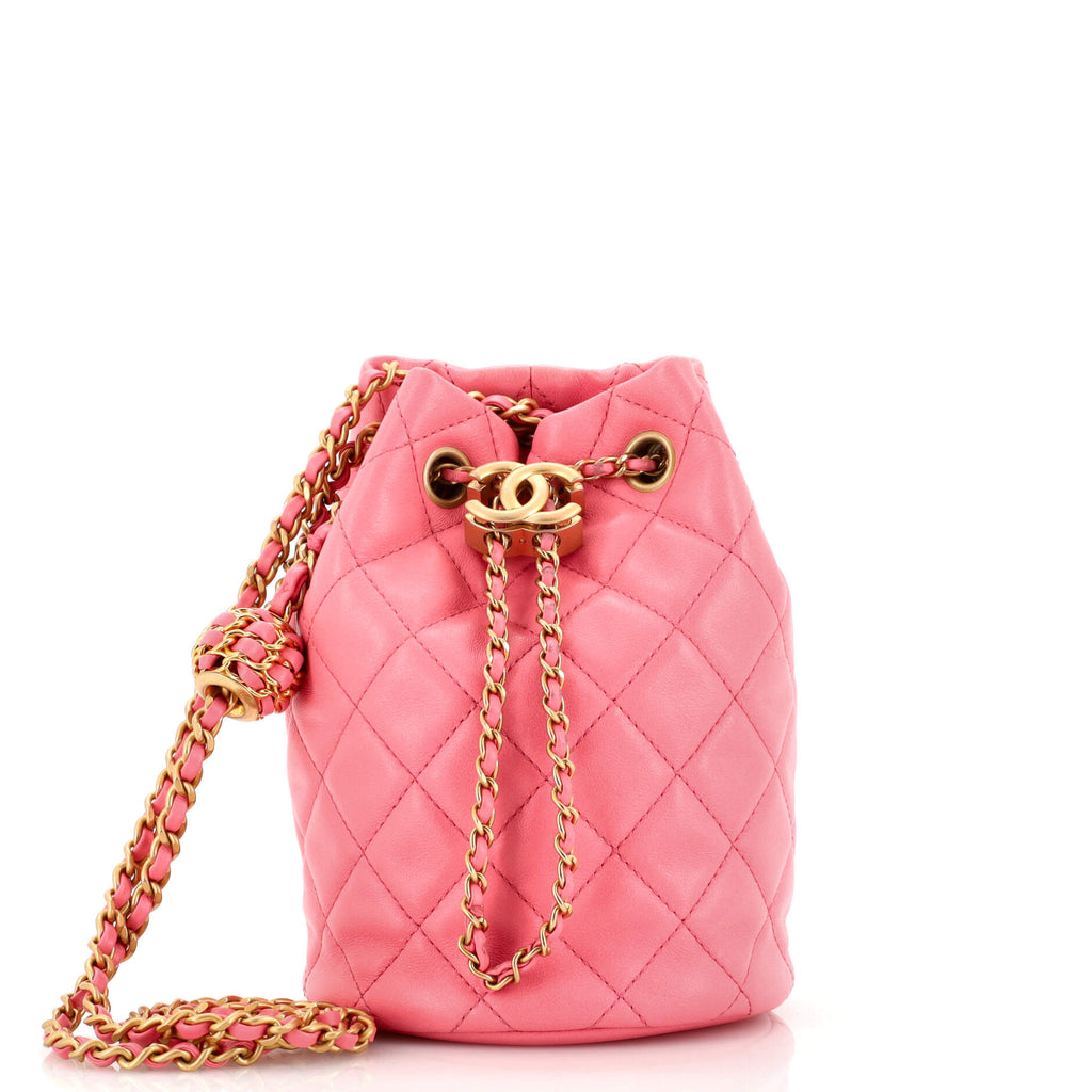 Chanel Pearl Crush Bucket Bag Quilted Lambskin Pink 2121784