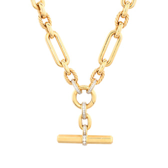 David Yurman Lexington Chain Necklace 18K Yellow Gold with Pave Diamonds 9.8mm
