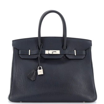 Hermes Birkin Handbag Blue Fjord with Palladium Hardware 35
