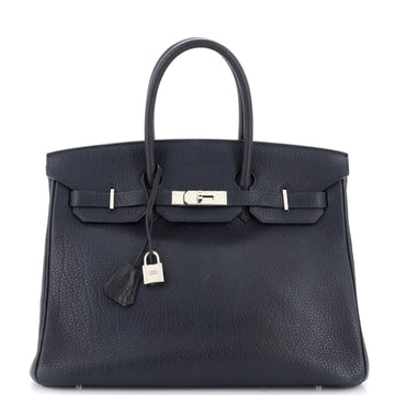 Hermes Birkin Handbag Blue Fjord with Palladium Hardware 35