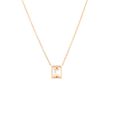 Tiffany & Co. Jewel Box Pendant Necklace 18K Rose Gold with Diamond Small