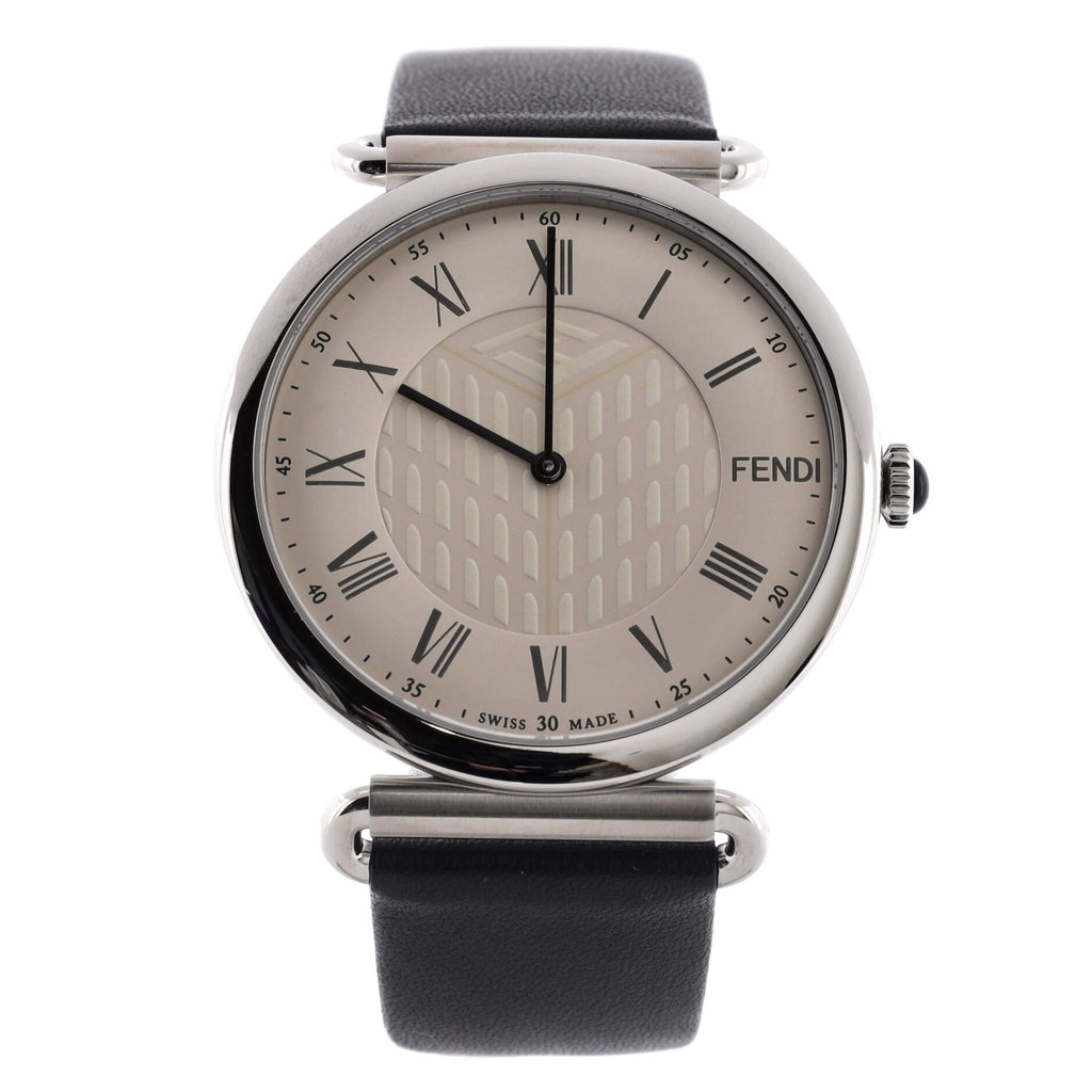 Fendi Palazzo Quartz Watch Stainless Steel and Leather 41 212224