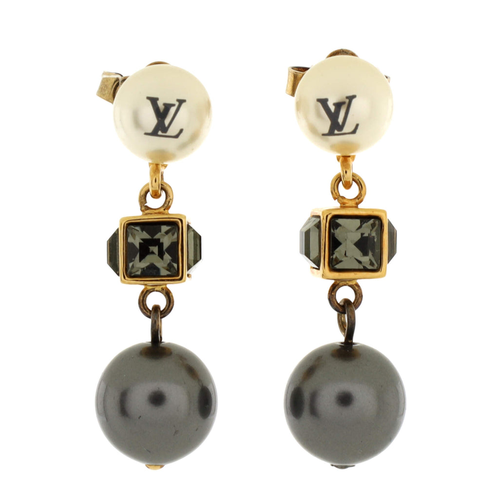 Louis Vuitton Two Tone Faux Pearl and Crystal Cry Me A River Drop Earring  Louis Vuitton