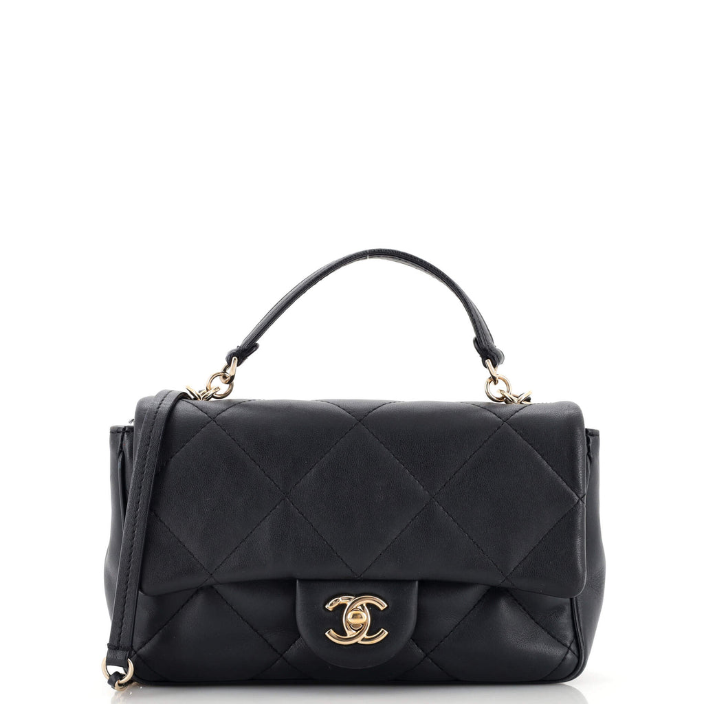 CHANEL Lambskin Quilted Easy Carry Shopping Tote Blue | FASHIONPHILE