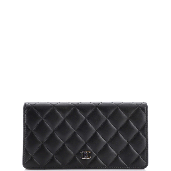 CHANEL Lambskin Quilted Money Clip Black 217720