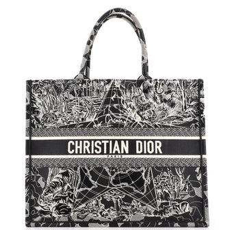 Christian Dior Book Tote Embroidered Canvas Large