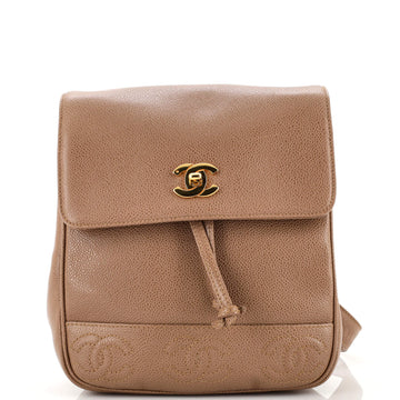 Chanel Vintage Triple Stitched CC Flap Backpack Caviar Small