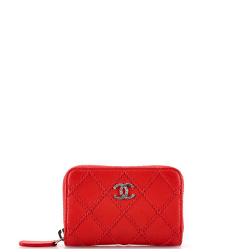 Chanel Double Stitch CC Coin Purse Quilted Lambskin