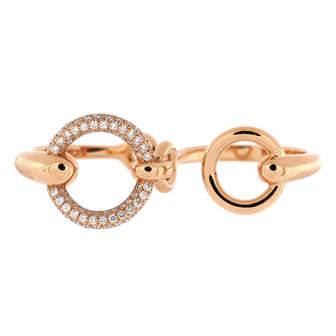 Hermes Filet d'Or Double Ring 18K Rose Gold with Diamonds Large