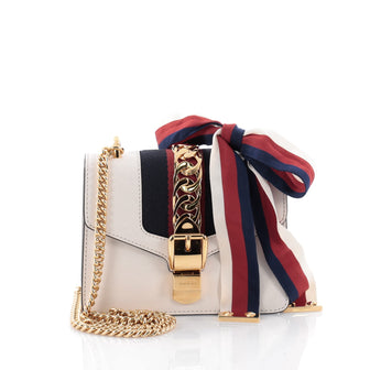 Gucci Sylvie Chain Shoulder Bag Leather Mini White 2123701