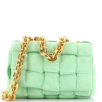 Bottega Veneta Cassette Chain Crossbody Bag Padded Maxi Intrecciato Suede