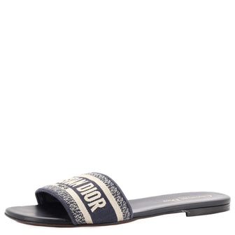 Christian Dior Women's Dway Flat Sandals Embroidered Canvas