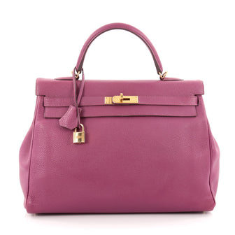 Hermes Kelly Handbag Purple Togo with Gold Hardware 35 Purple 2124201