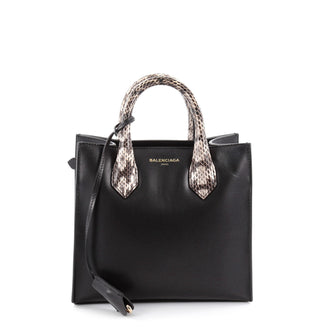 Balenciaga Padlock Nude All Afternoon Tote Leather with Snakeskin Mini Black 2124203