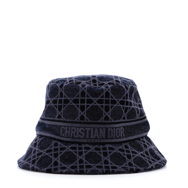 Christian Dior Teddy D Bucket Hat Cannage Embroidered Velvet Blue 2124651