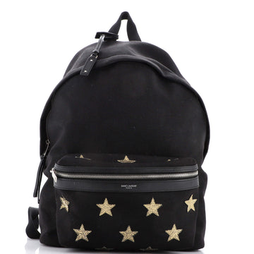Saint Laurent City Backpack Embroidered Canvas Medium