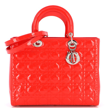 Christian Dior Lady Dior Bag Cannage Quilt Patent Large