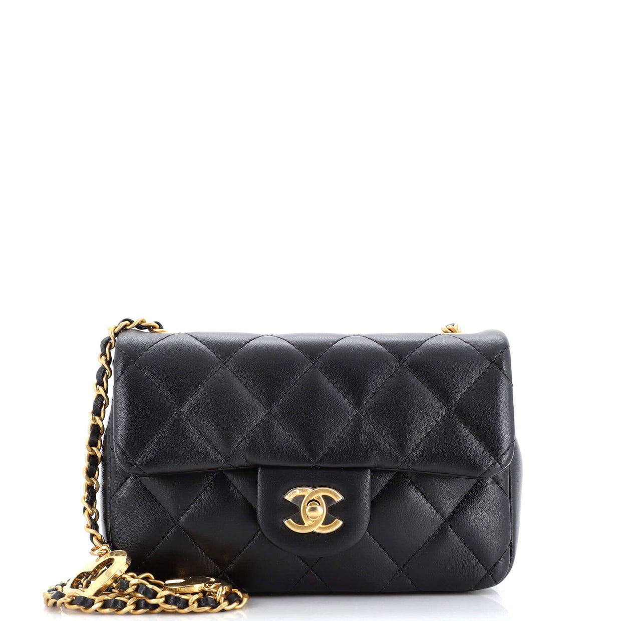 Chanel Heart Charms Flap Bag Quilted Lambskin Mini Black 2125081
