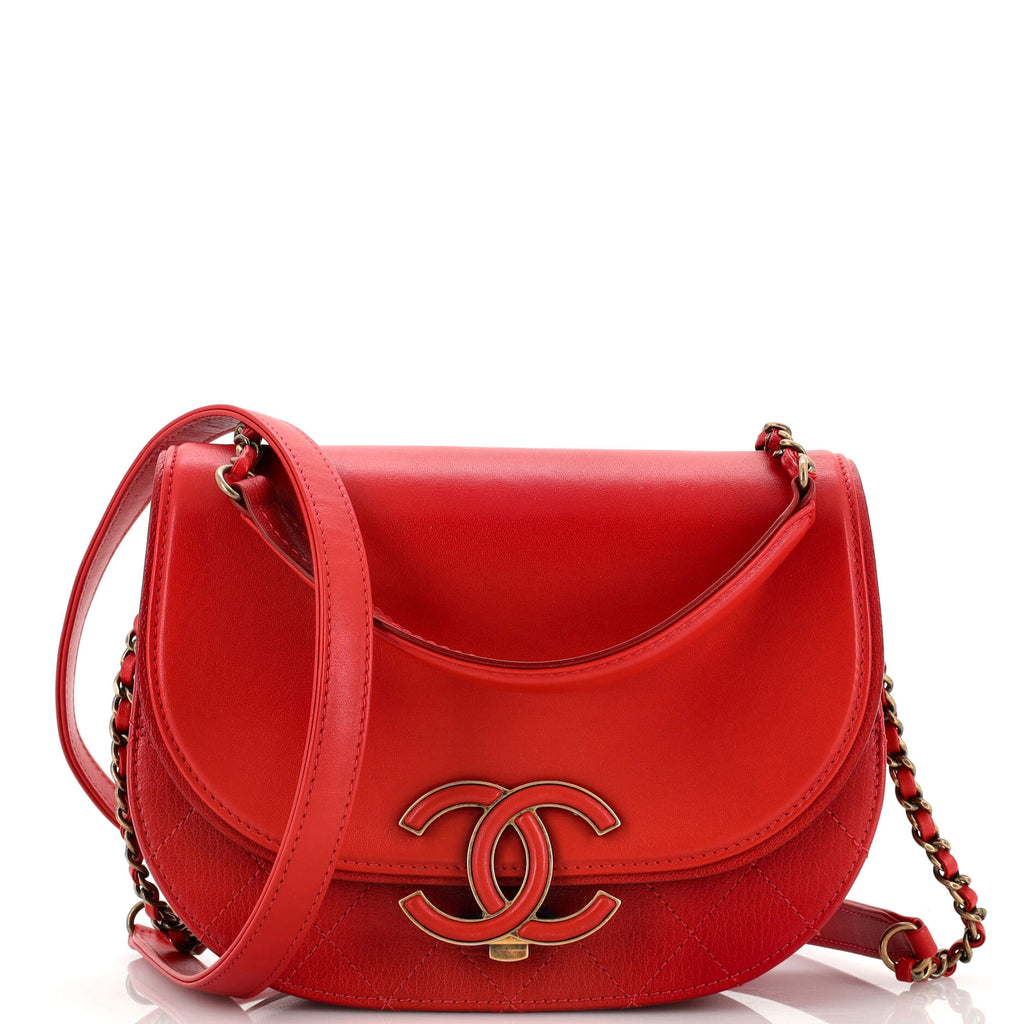 Chanel Coco Curve Flap Messenger Calfskin and Quilted Goatskin Small Red  2114231