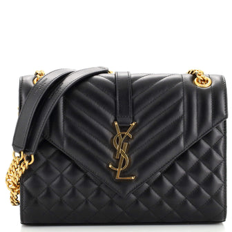 Saint Laurent Classic Monogram Envelope Satchel Mixed Matelasse Leather Medium