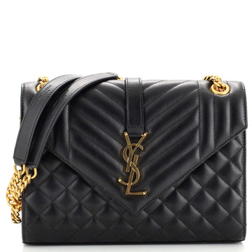 Saint Laurent Classic Monogram Envelope Satchel Mixed Matelasse Leather Medium