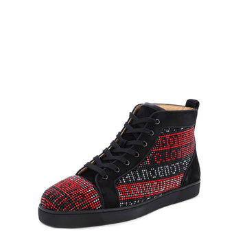 Christian Louboutin Men's T.S.Q. Louis High-Top Sneakers Crystal Embellished Suede