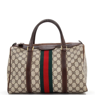 Gucci Vintage Web Boston Bag GG Coated Canvas Large