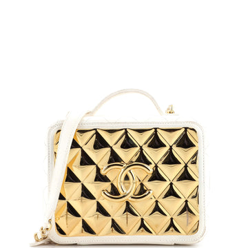 Chanel Golden Plate Vanity Case Quilted Metal and Lambskin Medium