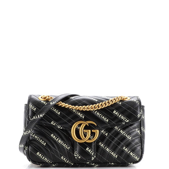 Gucci x Balenciaga The Hacker Project GG Marmont Flap Bag Printed Matelasse Leather Small
